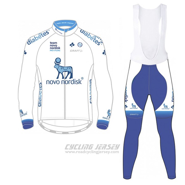 2017 Cycling Jersey Novo Nordisk White Long Sleeve and Bib Tight